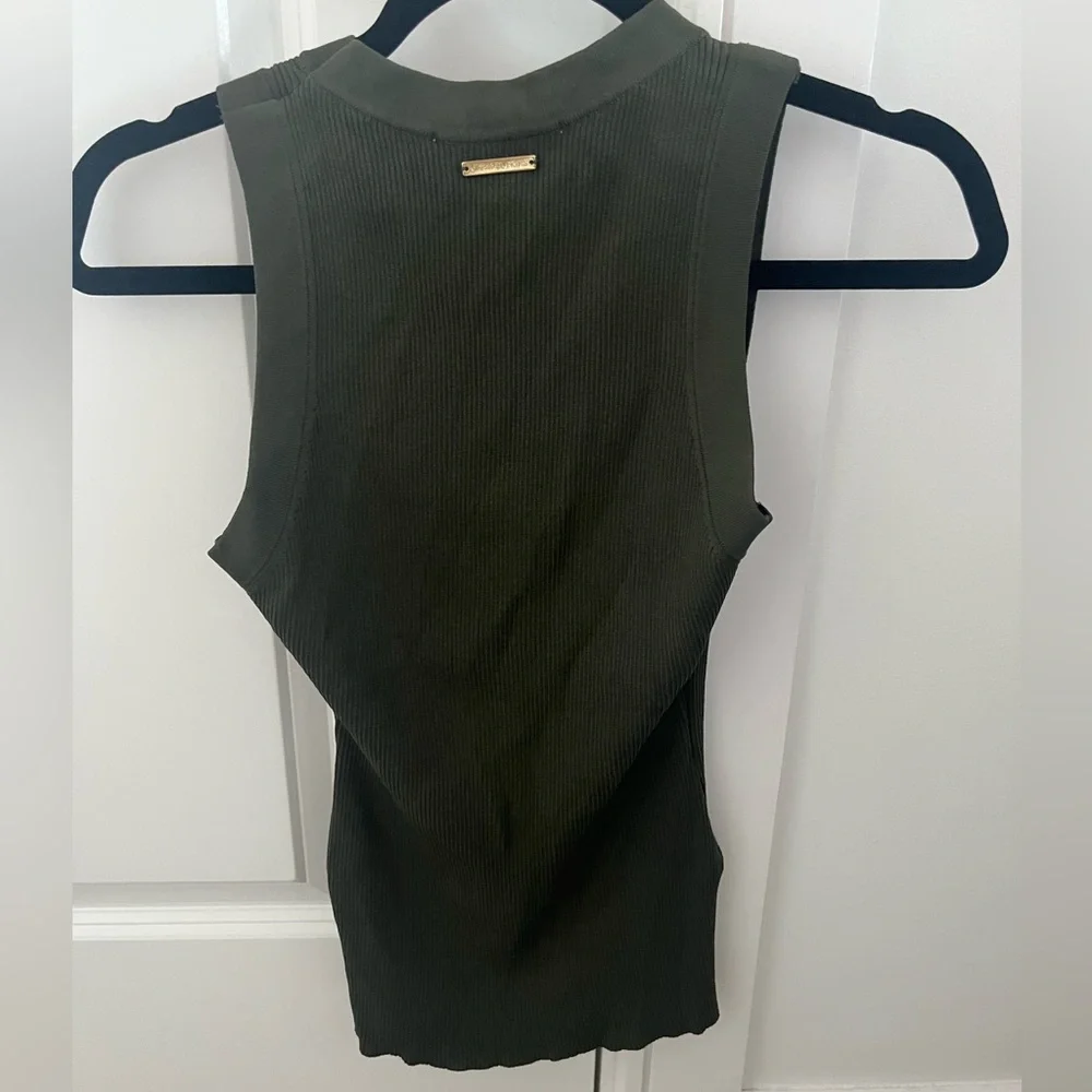 Michael Kors Dark Green Ribbed Tank